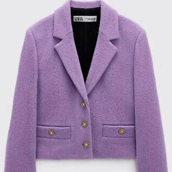 Zara Limited Edition Purple Wool Blend Cropped Blazer - Picture 1 of 8